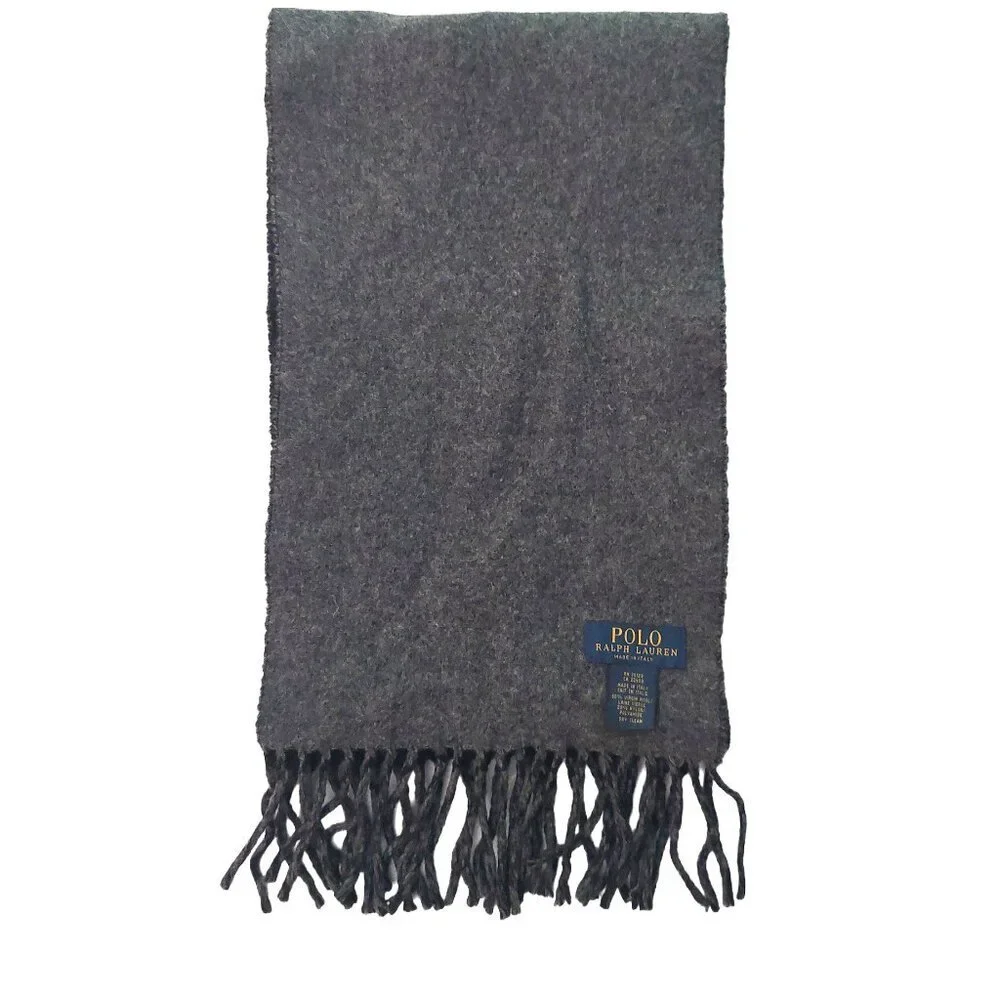 80s Vintage Black Gray Reversible POLO Ralph Lauren Scarf Embroidered Polo Logo
